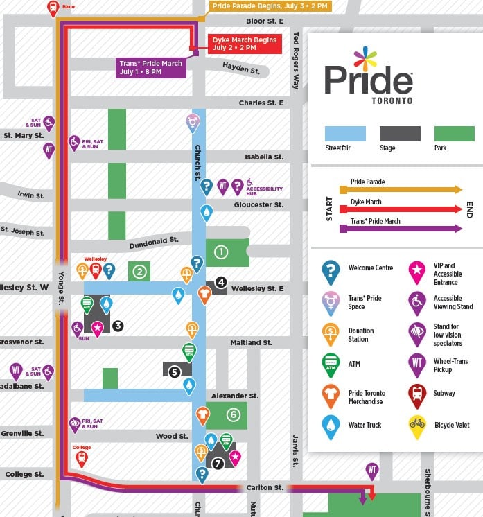 Toronto Pride Parade 2016 route