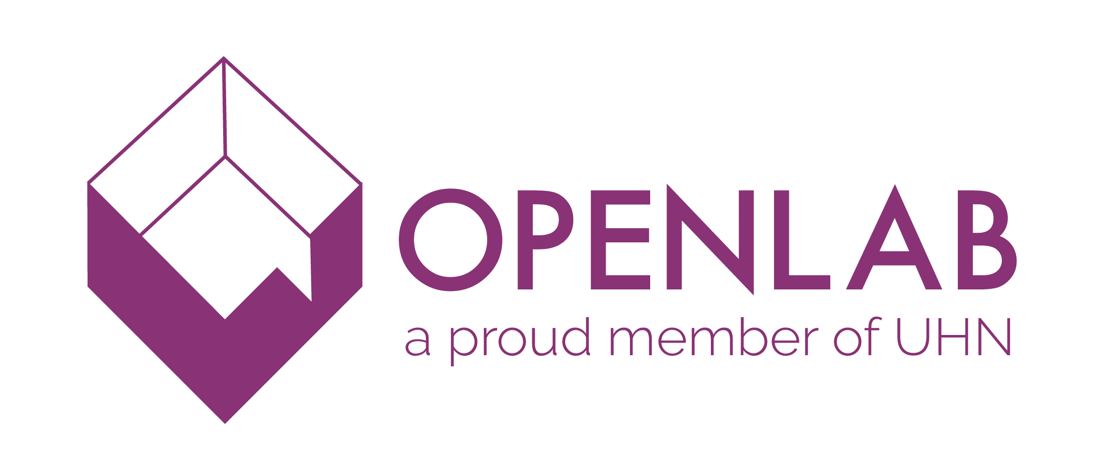 Graphic that reads "OPENLAB a proud member of UHN" in purple lettering