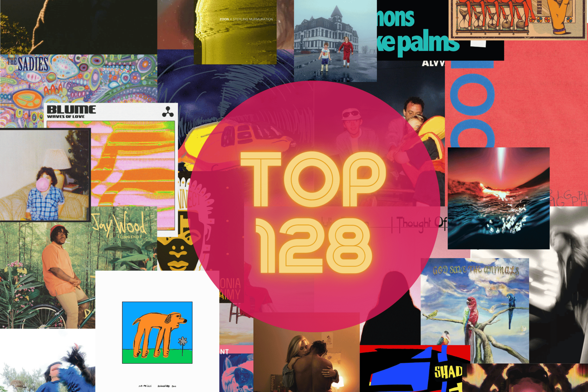 Collage of albums that appear on CJRU's Top 128 albums of 2022
